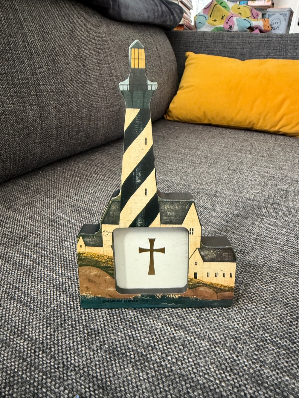 Wooden Lighthouse Photo Frame - Yellow & Black